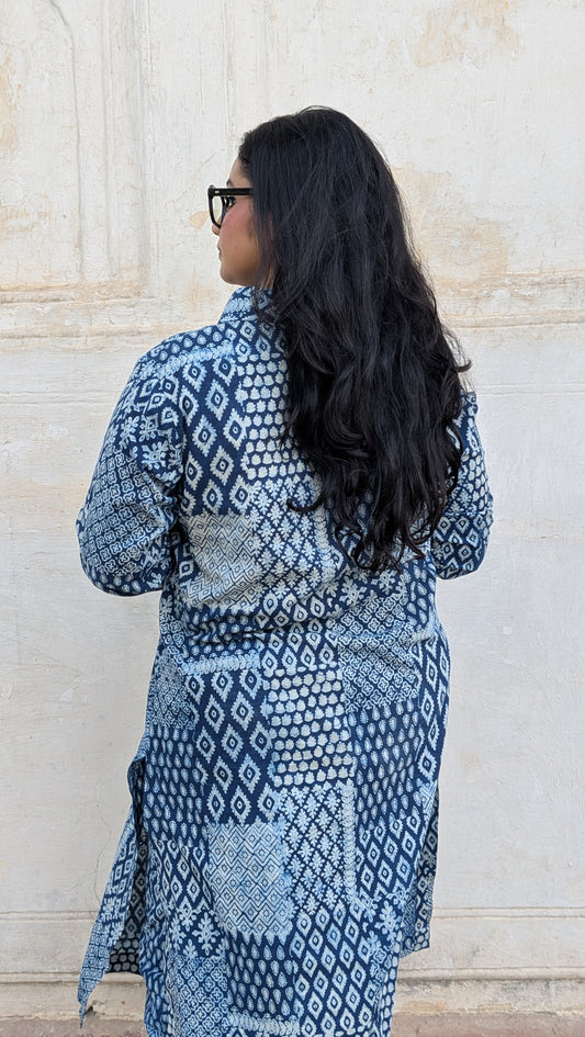 Indigo Multi Pattern Block Print Coord Set