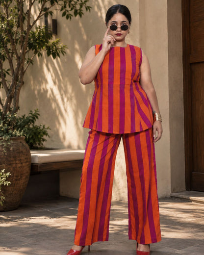 The Flame Bold Striped Trouser Set