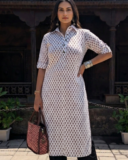 Ivory Buti Shirt Kurta