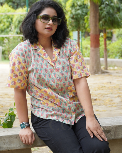 Mint Mirage Block Print Shirt
