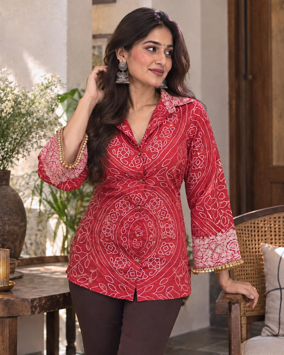 Rangrez Bandhani Black Shirt
