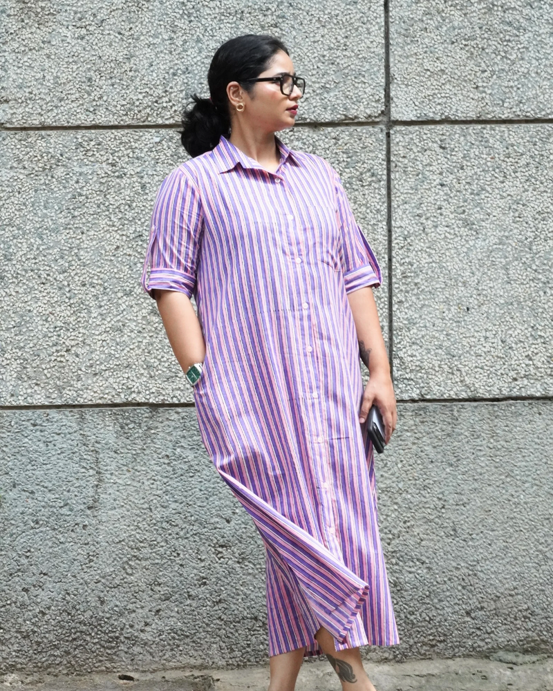 Cotton  Purple Striped Dress