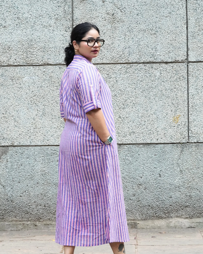 Cotton  Purple Striped Dress