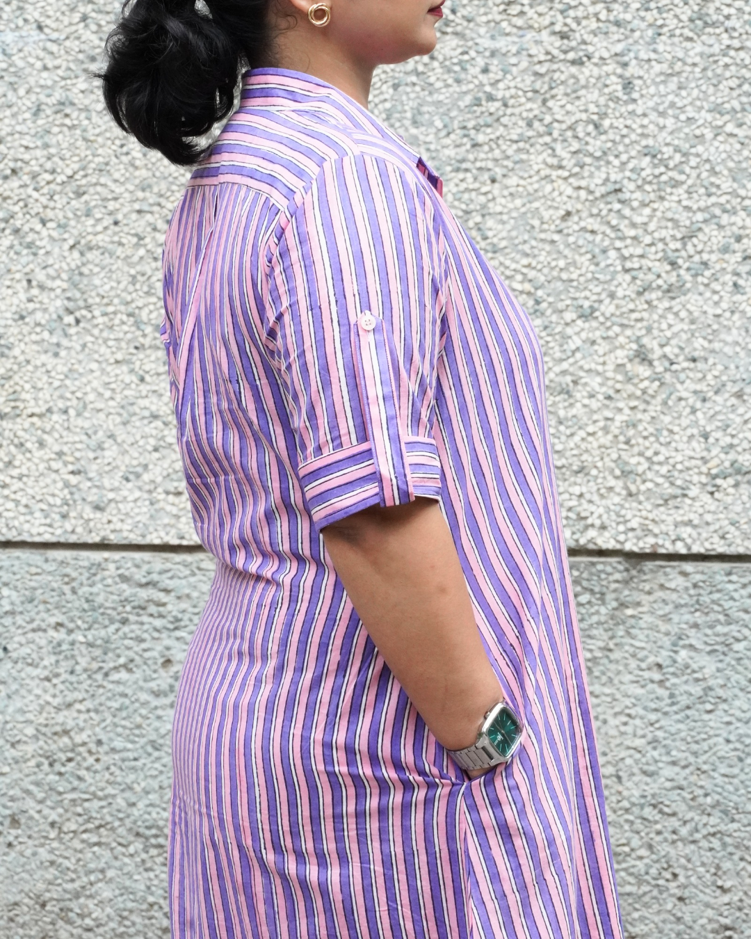 Cotton  Purple Striped Dress