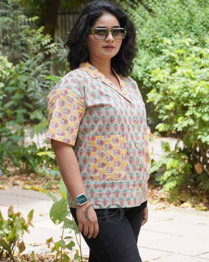 Mint Mirage Block Print Shirt