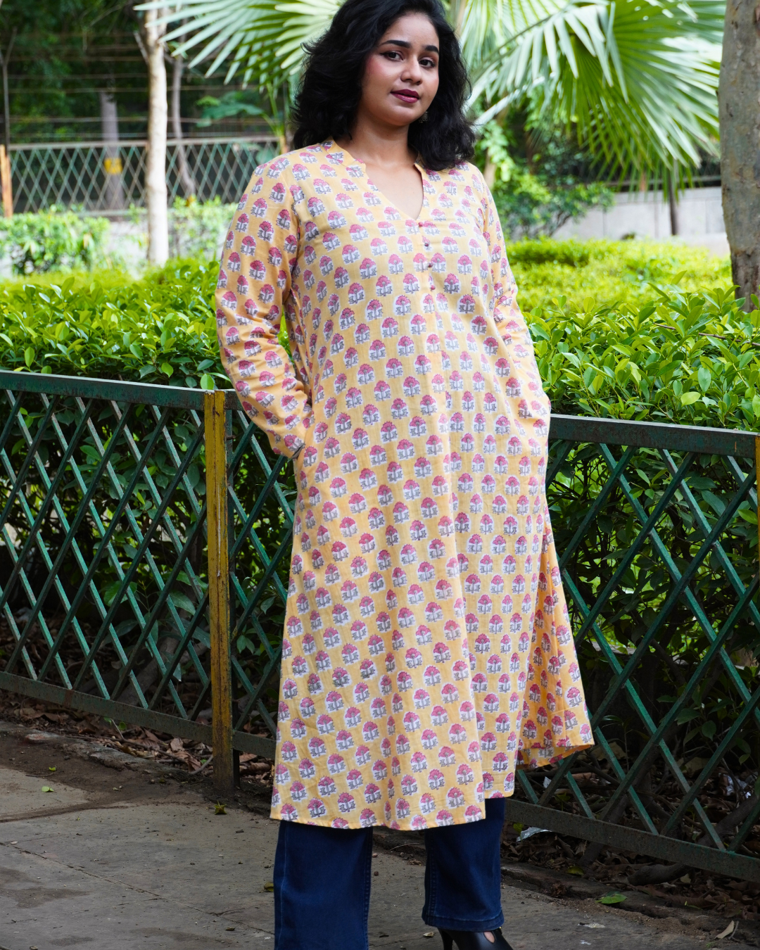 A- Line Pastel Yellow Kurti