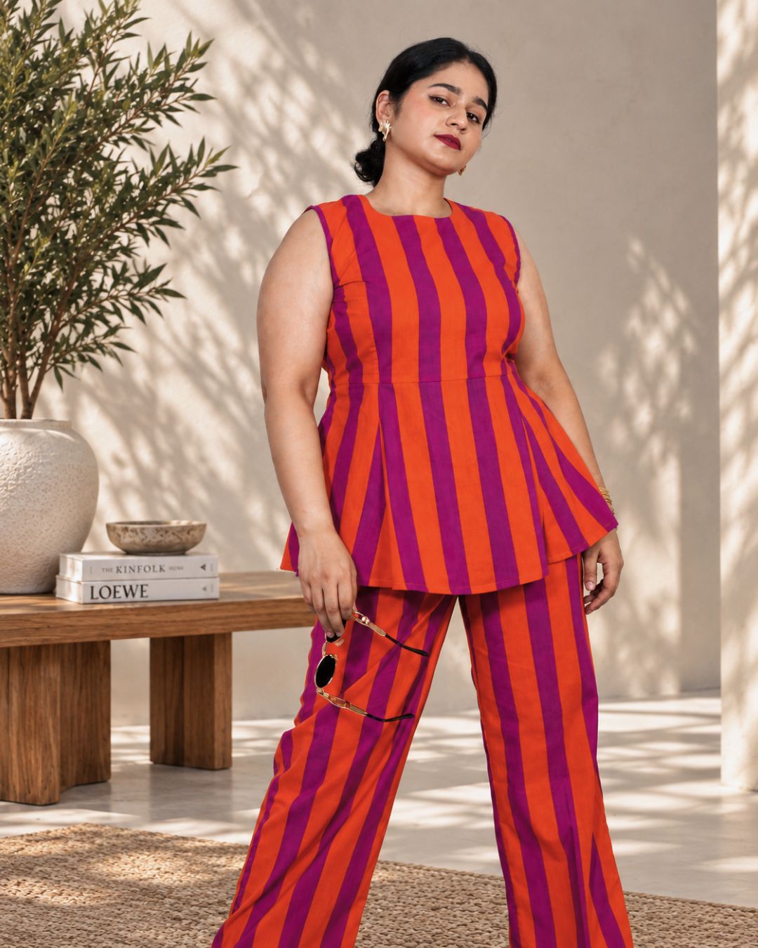 The Flame Bold Striped Trouser Set