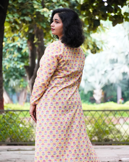 A- Line Pastel Yellow Kurti