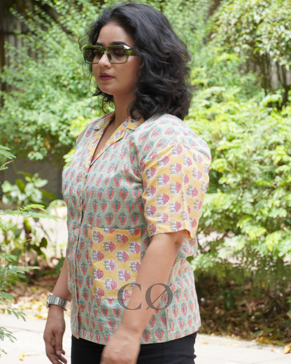 Mint Mirage Block Print Shirt