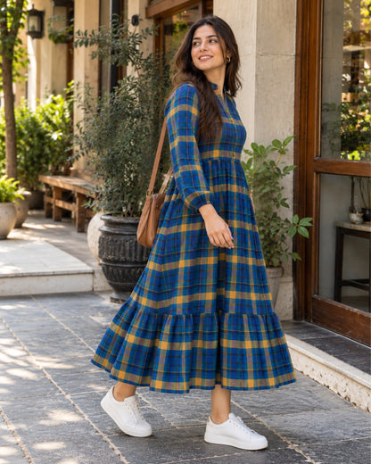 The Highland Blue Check Maxi
