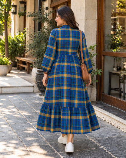 The Highland Blue Check Maxi