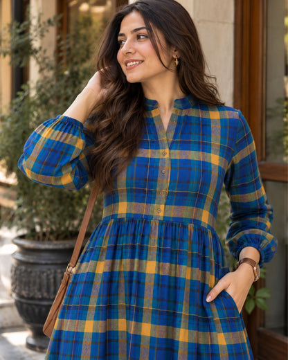 The Highland Blue Check Maxi