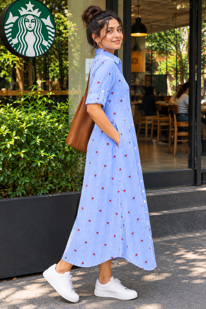 Blue Heart Stripe Dress
