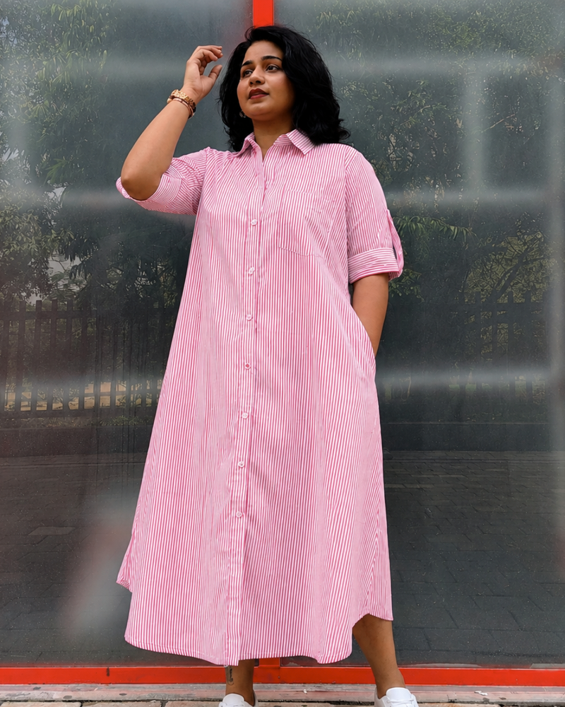 Cotton Pink Striped Dress