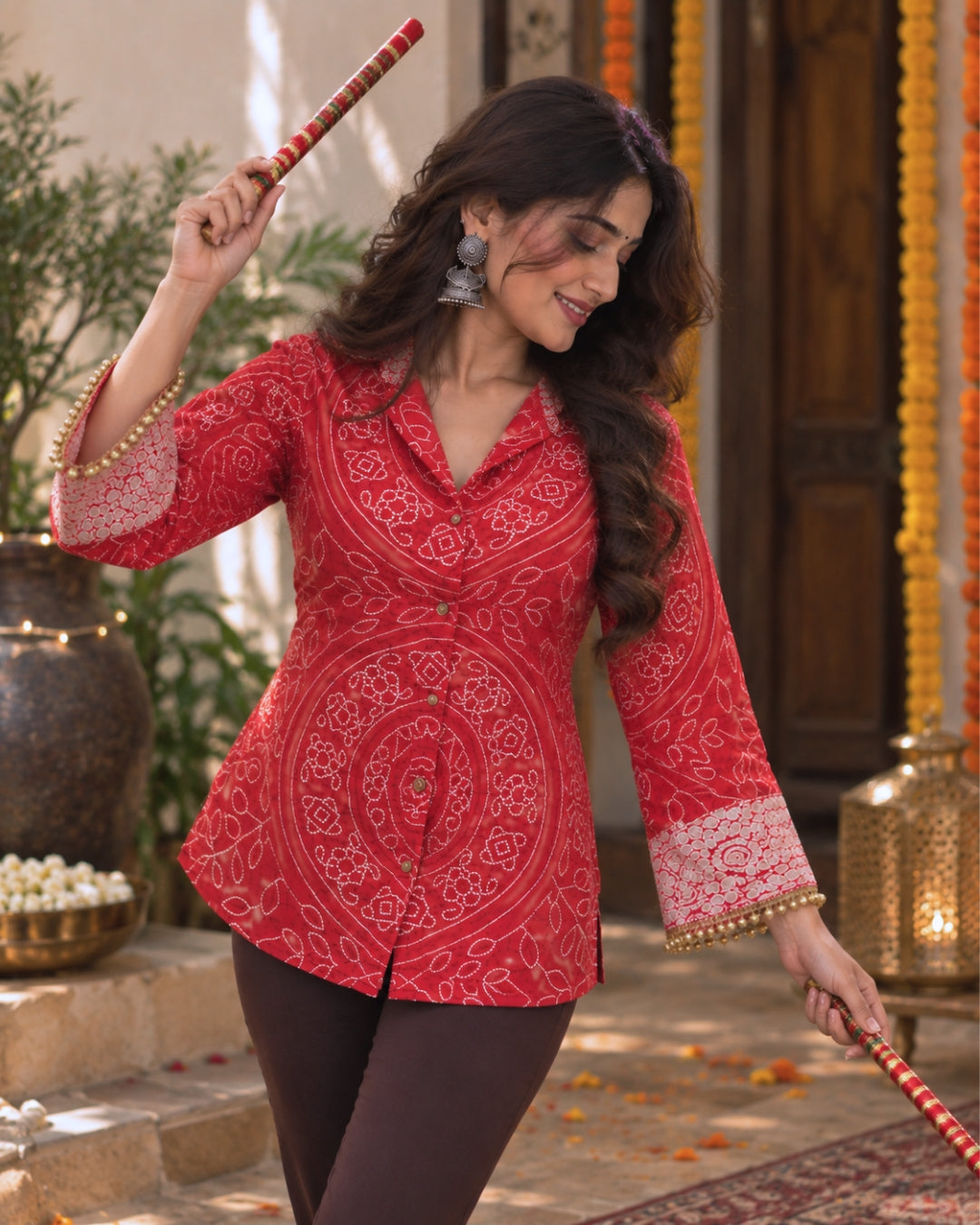 Rangrez Bandhani Black Shirt