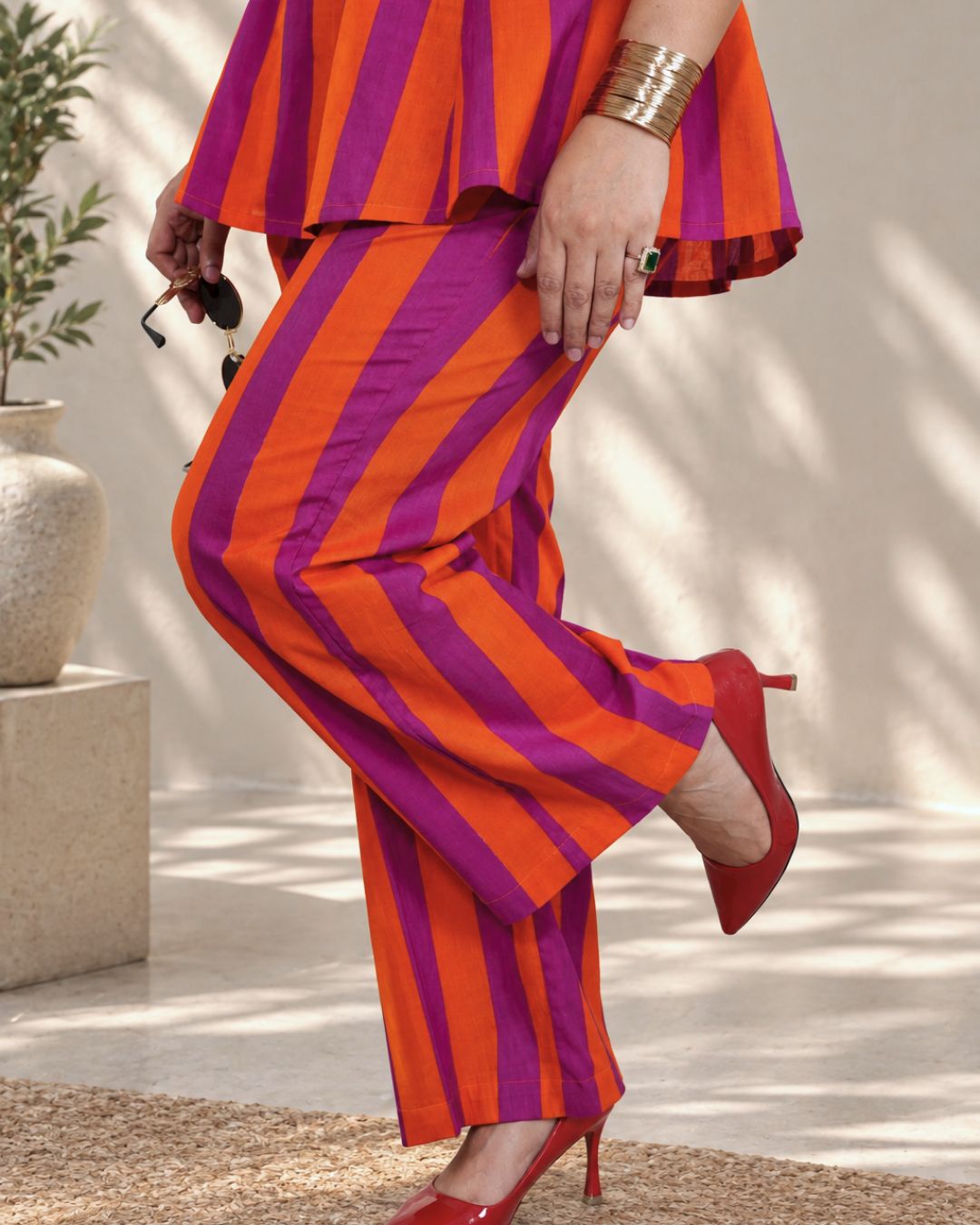 The Flame Bold Striped Trouser Set