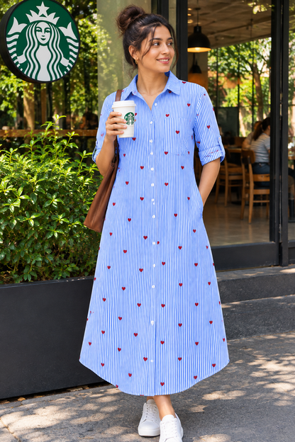 Blue Heart Stripe Dress