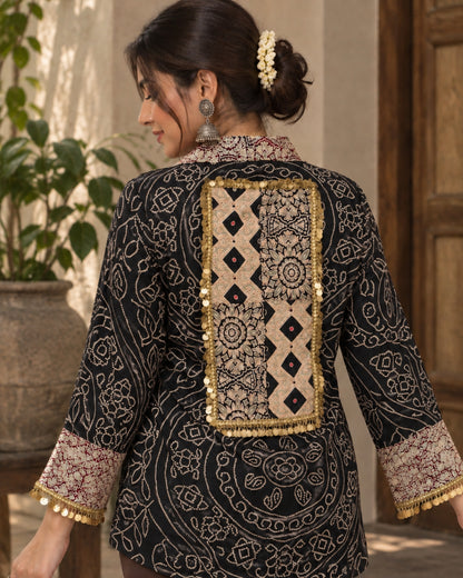 Rangrez Bandhani Black Shirt