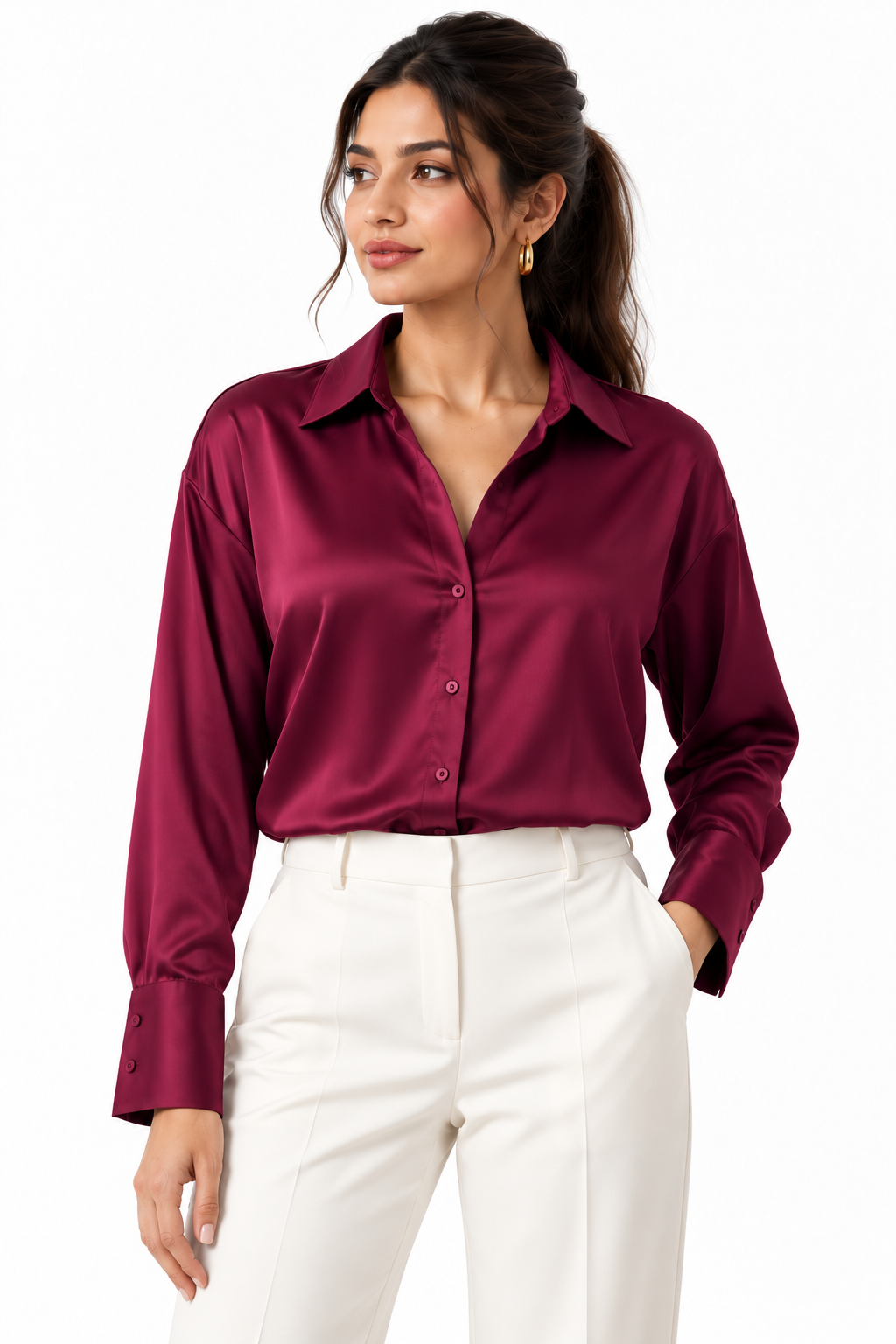 The Plum Luxe Satin Shirt