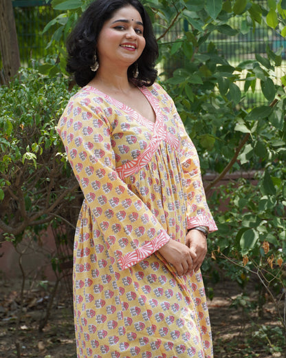 Anarkali - Pastel Yellow Kurti