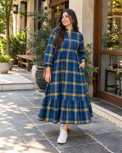 The Highland Blue Check Maxi