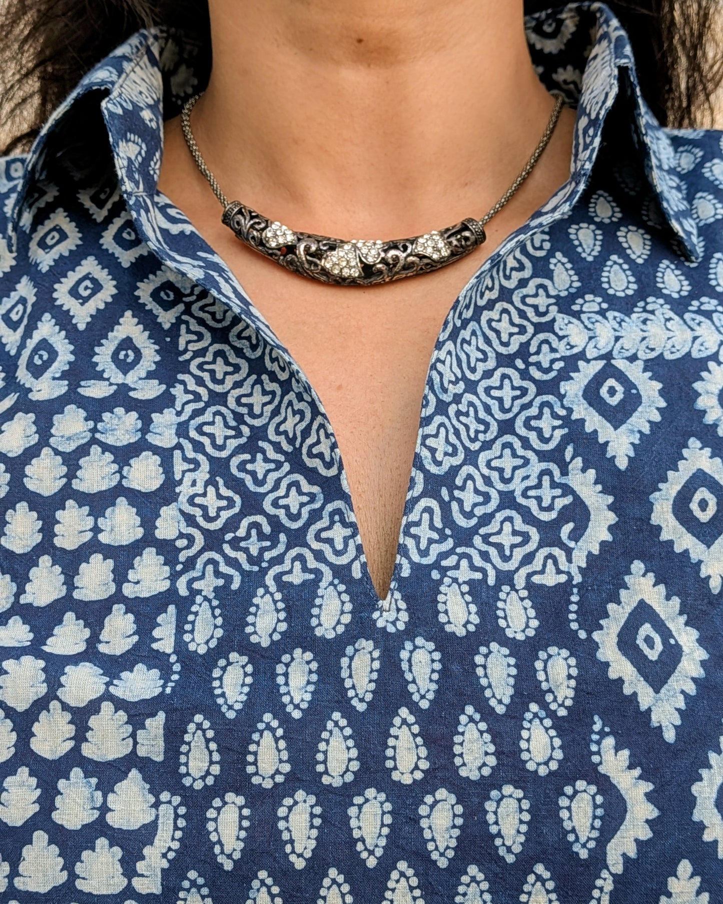 Indigo Multi Pattern Block Print Coord Set