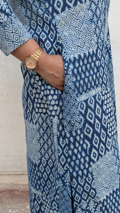 Indigo Multi Pattern Block Print Coord Set