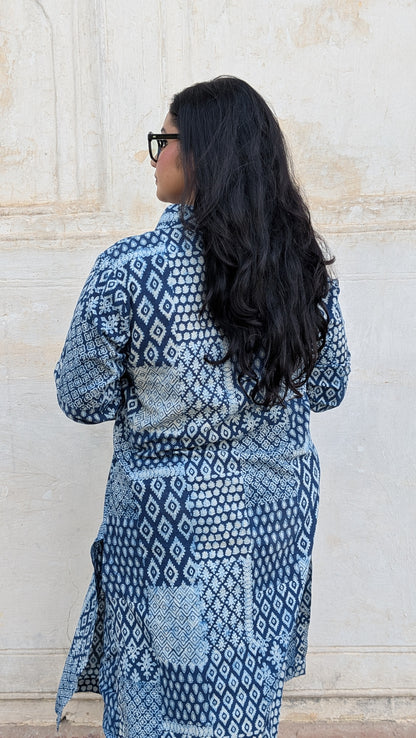 Indigo Multi Pattern Block Print Coord Set