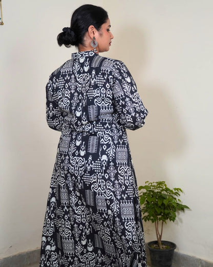 Midnight Ikkat Dress