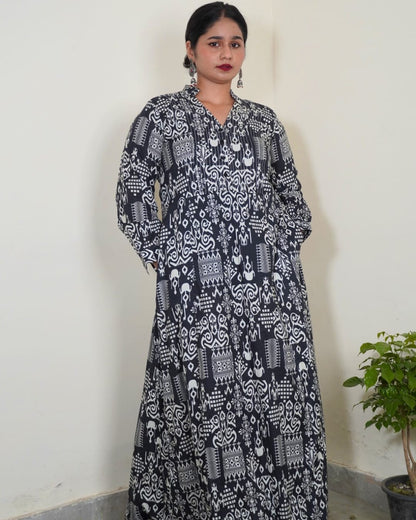 Midnight Ikkat Dress