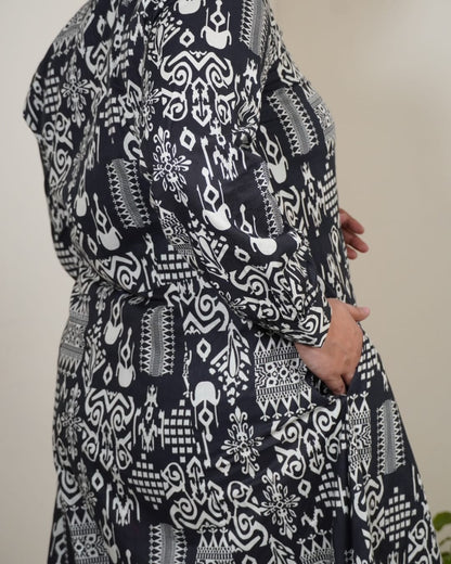 Midnight Ikkat Dress