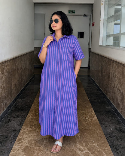 Cotton  Purple Striped Dress