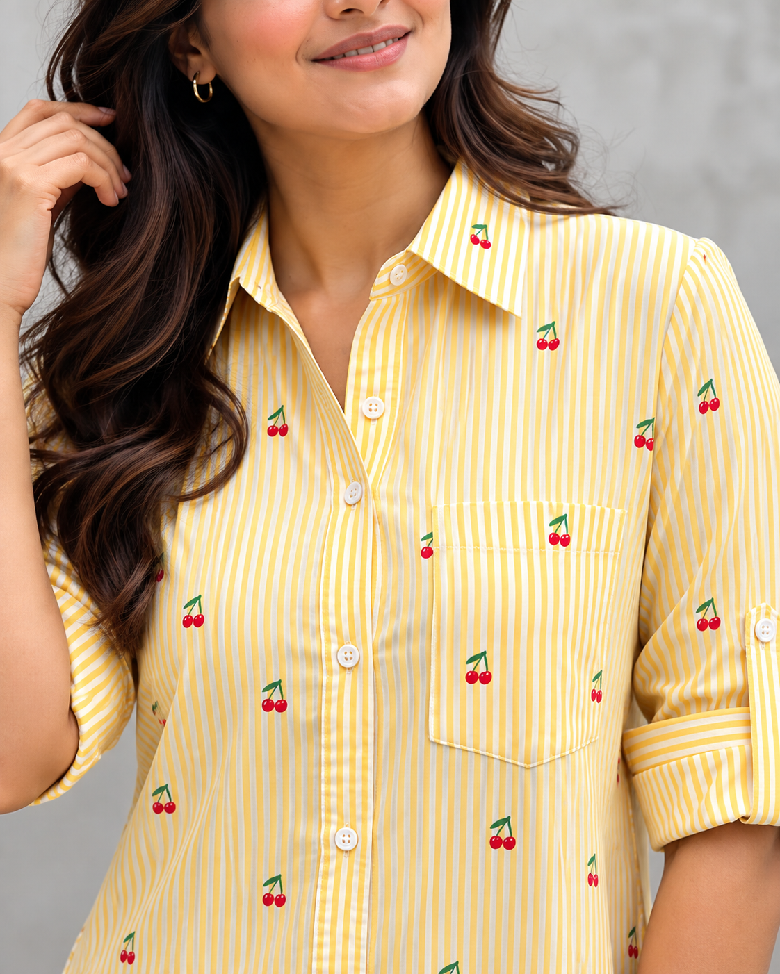 Yellow Cherry Stripe Dress