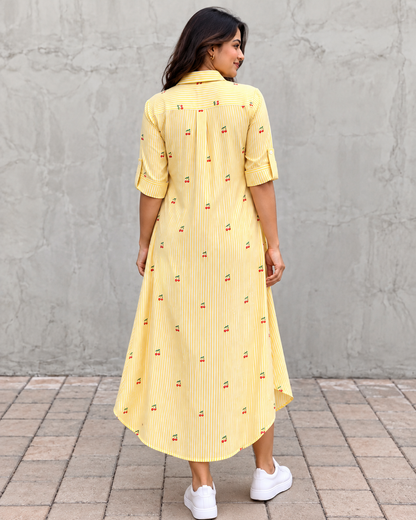 Yellow Cherry Stripe Dress